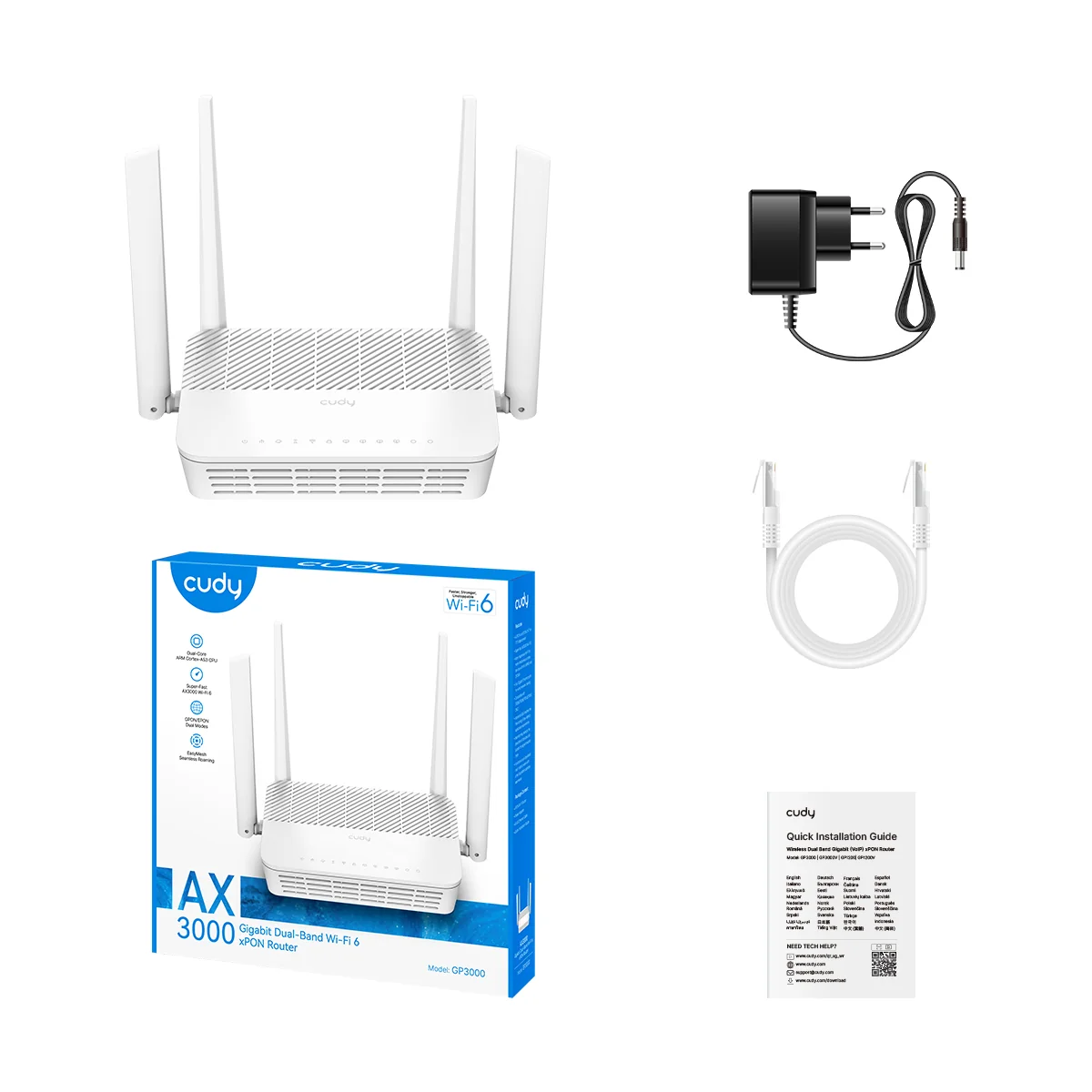 Cudy GP3000 - AX3000 Wi-Fi 6 GPON Router view 4